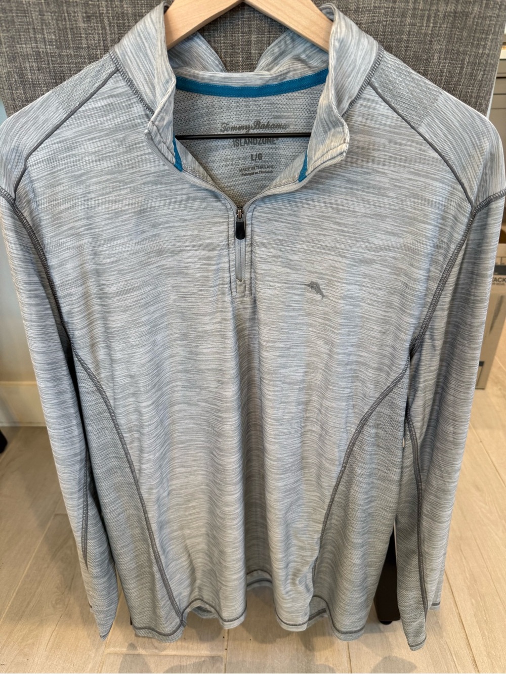 Tommy Bahama Light Gray Heather Quarter-Zip Performance Shirt